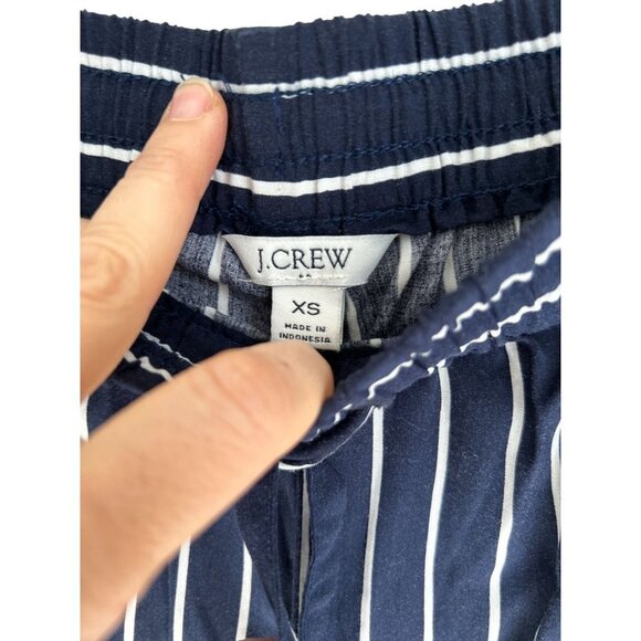 J.Crew Wide Leg Pants Pull-on Blue White Stripes Pockets - Picture 3 of 7